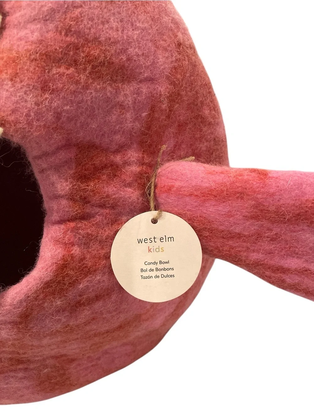 West Elm Halloween Pink  Felt Monster Candy Bowl NWT